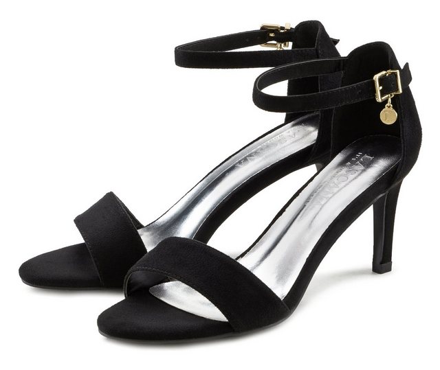 LASCANA Sandalette im modischem Design und kleiner Schnallenverzierung (schwarz)