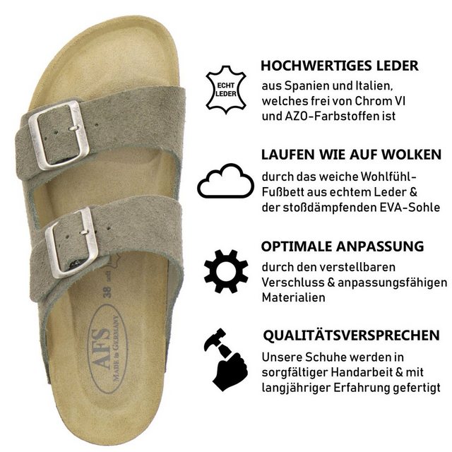 AFS-Schuhe »2100« Pantolette für Damen aus Leder mit Fussbett, Made in Germany (antilope)