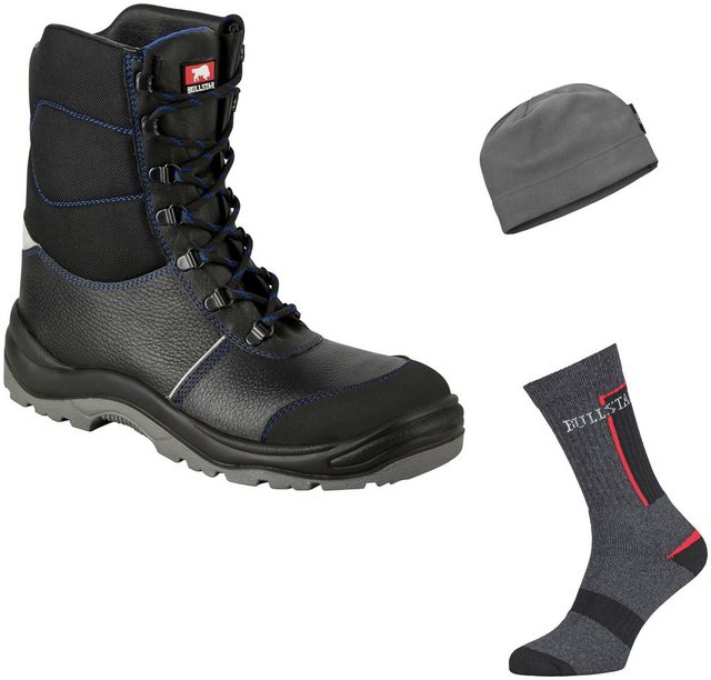 Bullstar Sicherheitsstiefel Winter-Vorteilspack mit Socken und Mütze, S3 (schwarz)