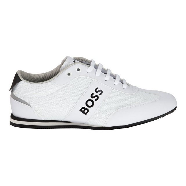 BOSS »Rusham Tenn« Sneaker mit kontrastfarbenem Logo an der Seite (100 white)